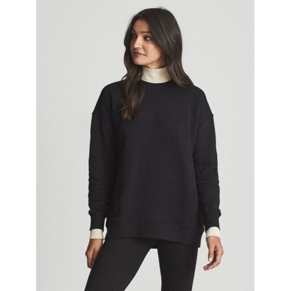 NWT  Reiss Robyn Sweatshirt, Black/Oatmeal size M women  $240